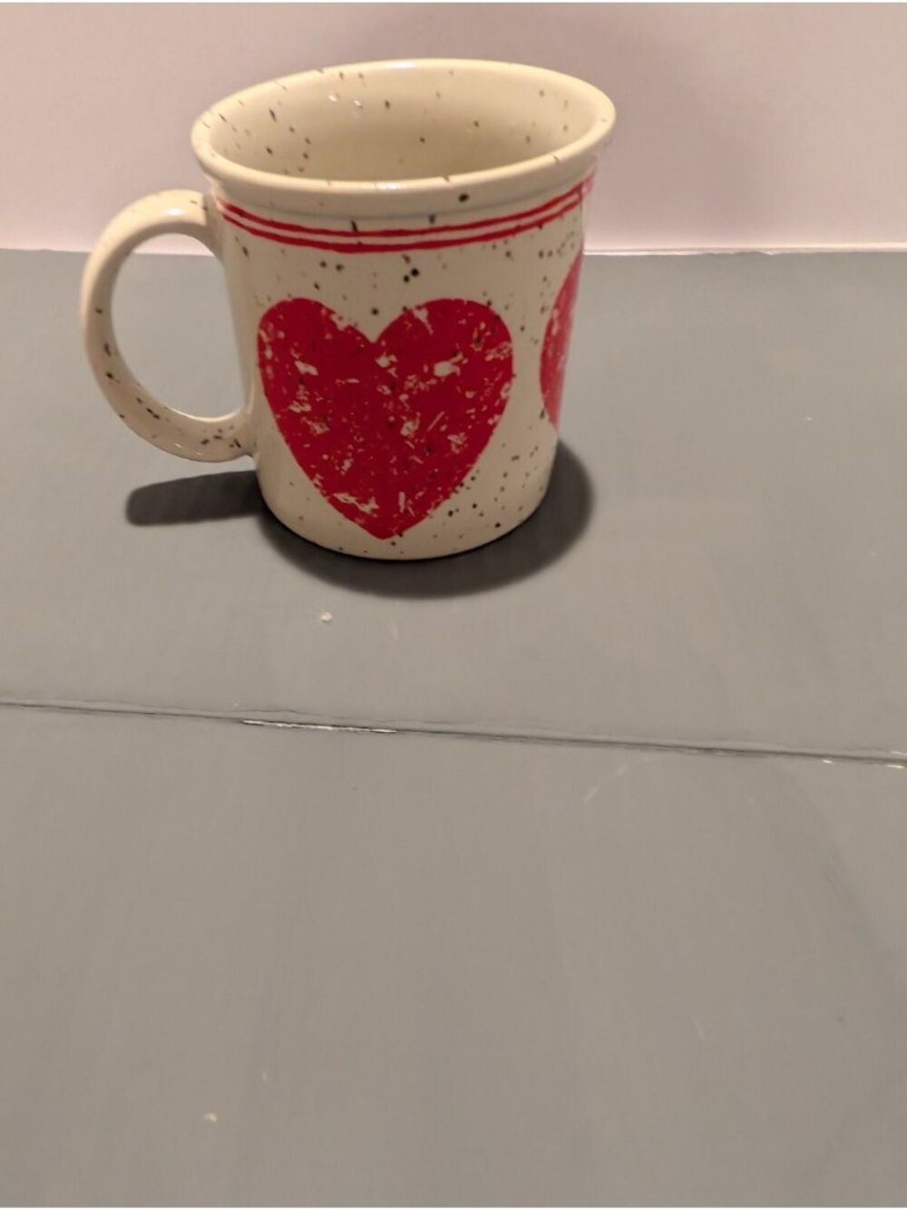 Heart Mug Speckled Glazed  With Red Heart Ceramic Mug Valentines Day